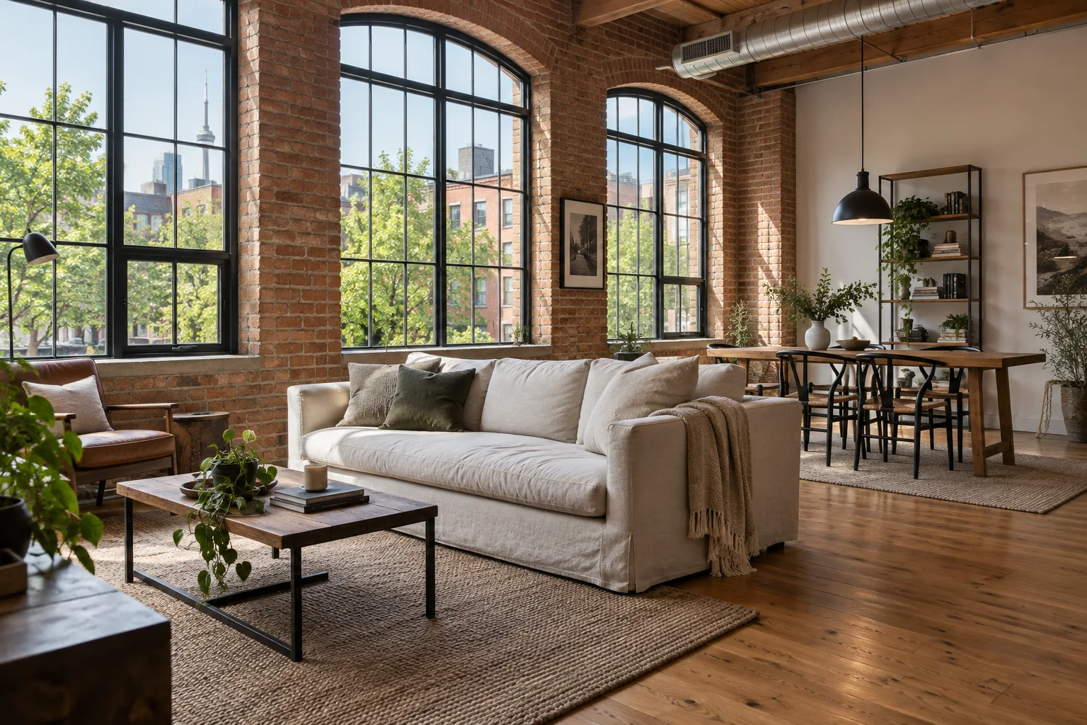 Generated illustrative view for Riverdale Corner Loft; not a photograph of a listing