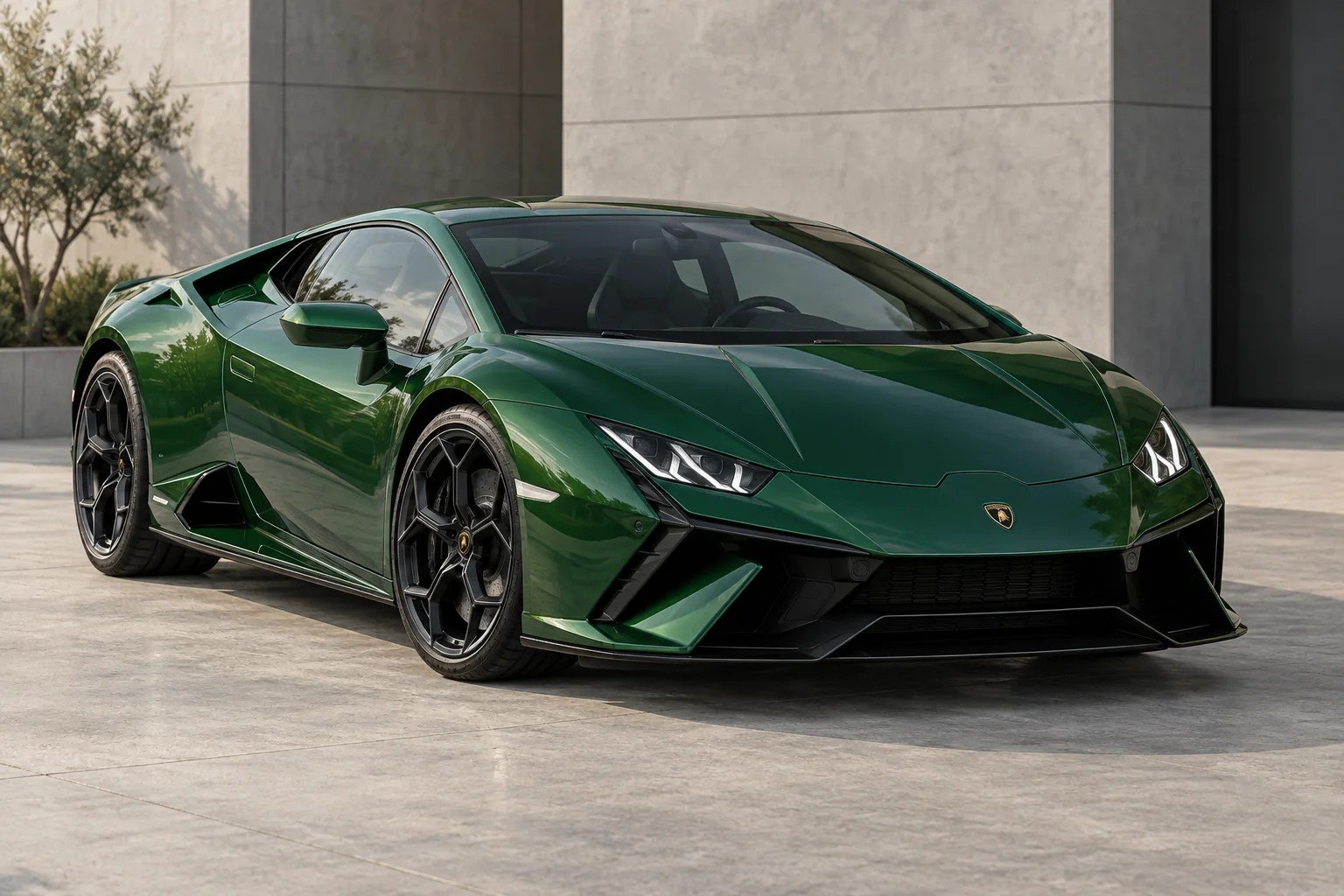 Illustrative front three-quarter view of a 2024 Lamborghini Huracán Tecnica