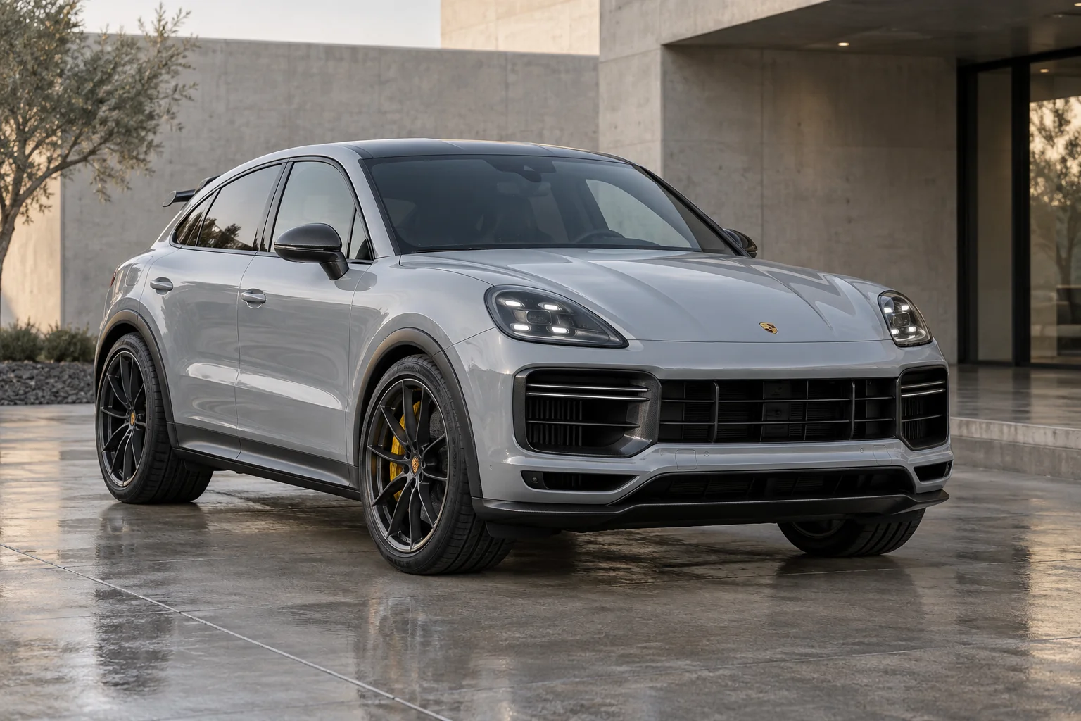 Illustrative front three-quarter view of a 2024 Porsche Cayenne Turbo GT