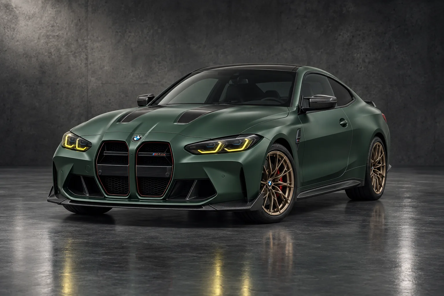 Illustrative front three-quarter view of a 2025 BMW M4 CS