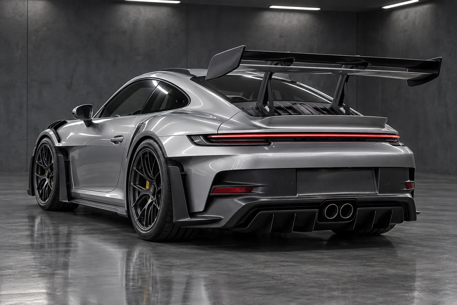 Illustrative rear three-quarter view of a 2025 Porsche 911 GT3 RS